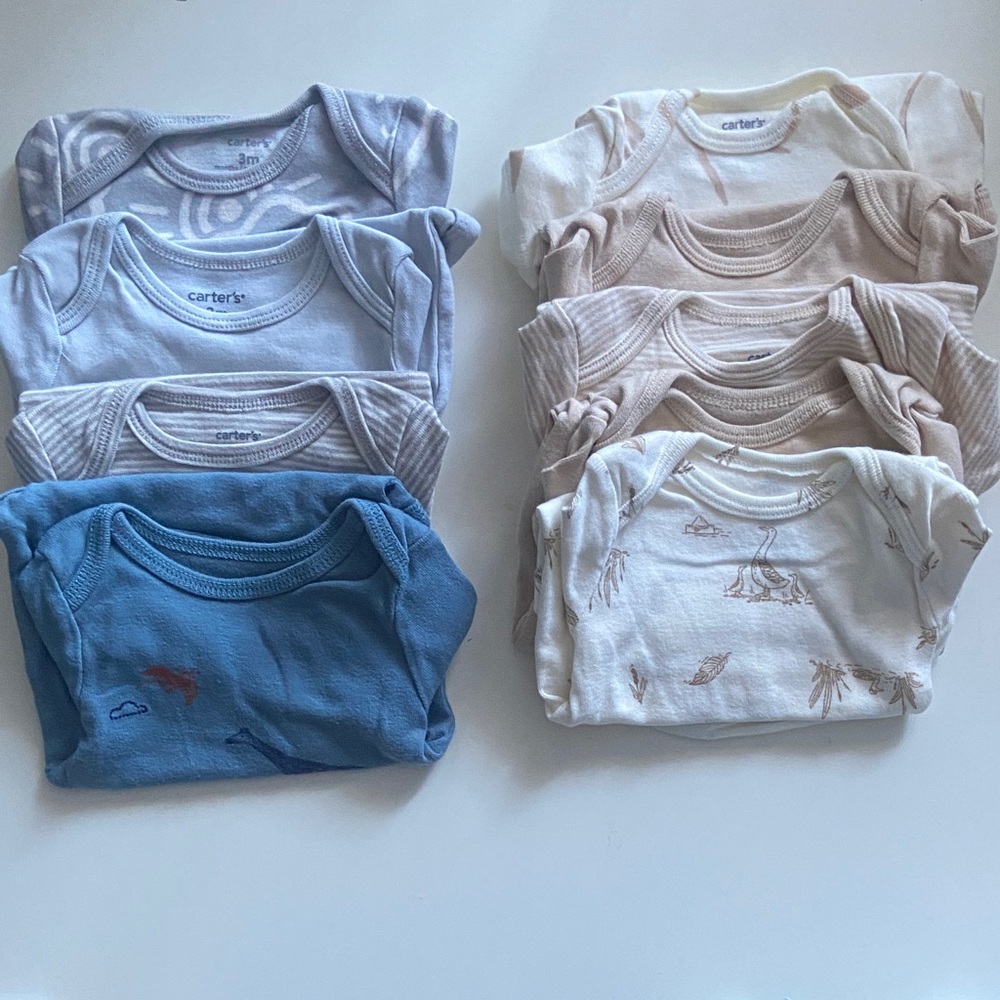 Carter's Assorted Baby Bodysuits in Blue and Cream